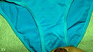 I came in my friend's used blue panties, so hot! 🔥