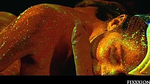 Glow in the dark goddess solo horny dildo toys hairless brunette masturbation fantasy adorable