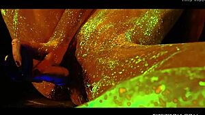 Glow in the dark goddess solo horny dildo toys hairless brunette masturbation fantasy adorable