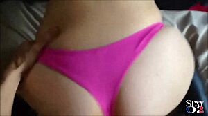 French amateur slut in satin panties sucks and fucks POV