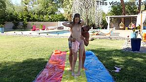 Petite teen slips and slides on her boyfriend's big cock.