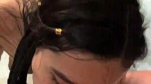 Suggestive jacuzzi cock sucking