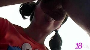 Marlle's tight pussy gets drilled by boyfriend in garage setting