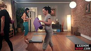 Lezdom strapon fucks yoga dyke