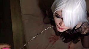 Halloween Hottie in Fishnets Gets Deepthroat and Creampie