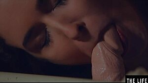 Wow, this beautiful girl drills herself with a dildo watching porn! 😍