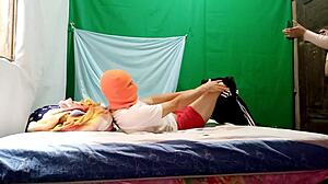 i invite my stepdad over while he's shopping, let's have a fun sleepover with masks and get messy - real homemade fun