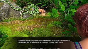 audrey and john watch couple having sex, she gives handjob