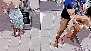I fuck my hot stepdaughter next to her mom in the kitchen hentai cartoon!