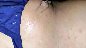 Latina amateur caresses big tits while fucking tight pussy