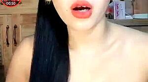 She shows off her big tits in a tempting way.