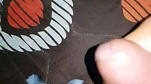 I, a chubby guy, slowly masturbate my fat cock to extract cum in slow motion