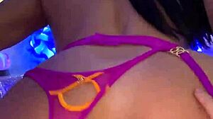 big booty babe mona azar shows huge tits behind scenes