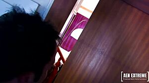 Stepbros peep on masturbating stepsister