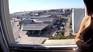 Sarada Naked In Hotel Window Facing Airport