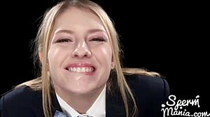 Blonde Girl Swallows Cum at Wild Party
