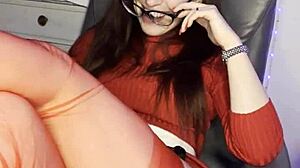 Italian hot girlfriend Carolina Iena gets wet pussy fingered in lingerie during Christmas roleplay.