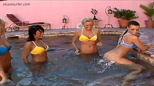 teen 18+ girls in wild lesbian foursome using dildos and toys for group pleasure