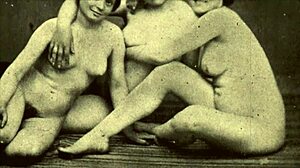 Vintage old pornography featuring retro lesbian group scenes