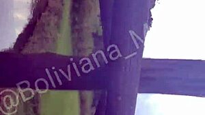 latina babe showing shaved pussy to guys in the park