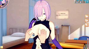 In this hentai game, Mash Kyrielight gets her big tits rubbed in FGO