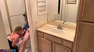 busty blonde roommate rides cock in cowgirl for creampie to cover rent during liquid lunch