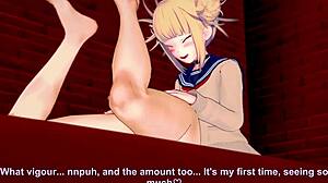 Himiko Toga Feels So Excited Stroking Midoriya Izuku's Cock With Her Vagina