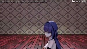 Raiden Mei wiggles in stockings and garter belt