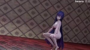 Raiden Mei wiggles in stockings and garter belt