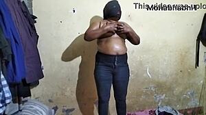 Beautiful desi bhabhi applies oil to her huge boobs for a soothing massage.