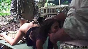 straight arab guy tries first time blowjob in military uniform outdoors away from home