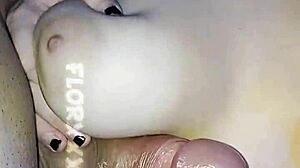 blonde babe with big tits gives amazing russian handjob