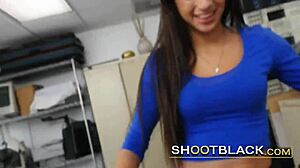 Hot Brunette Blows Boss's Cock, Gets Fucked in Office