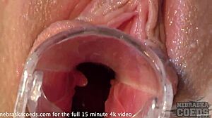 teen blonde sarah gets gyno speculum closeups and pees for fun