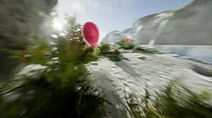 Emilia says, 'Fucking on the public beach with monster cock is amazing.' She gets creampie and cumshot in the pool.