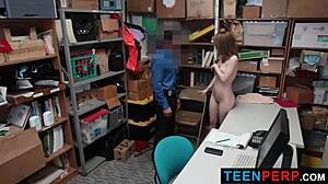 Petite teen 18+ blackmailed to avoid arrest with blowjob and riding