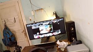 Slut Watches Porn While Getting Fucked Hard With Toys