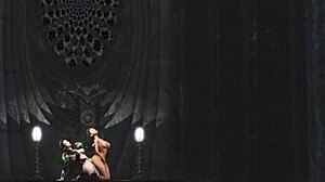 Oh yeah this raunchy hottie says as the 3d shemale shoves big cock into her shaved ass in the dark castle.