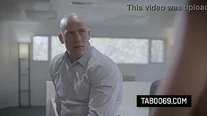 Hot blonde secretary Brett Rossi rides her boss's cock hard in the office for taboo fun