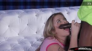 19yo Jill Taylor craves big black cock licking and fucking. She takes monster shaft deep in shaved pussy.