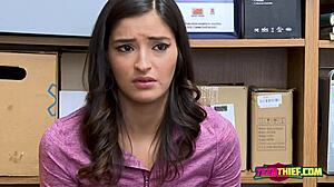 Hey officer, why shove that huge cock into tiny Emily’s hungry punani at work?