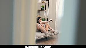 18yo slim stepdaughter Jazmin Luv rides stepdad in pov cowgirl 😍