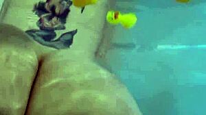 sexy nadia takes a bath with some rubber duckies masturbating