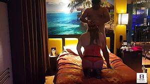 Peruvian Woman In Red Corset With Amateur Couple