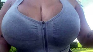 Big Bouncy Boobs Jiggle Wildly in Slow-Motion Outdoor Run