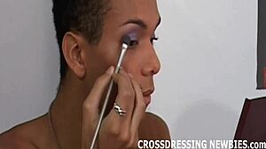 Latina Crossdresser In Lipstick Lingerie And Stockings Acts Like Sissy Slut