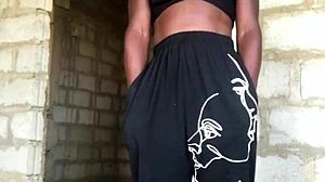 Crazy chick strips down to reveal tight g-string!