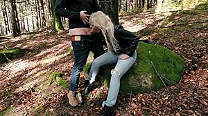 huge cock fucks beautiful blonde in forest