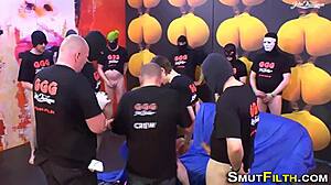 check out this heels euro slut getting facial in hardcore bukkake group