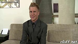 Detailed scene of homosexual sex between two men.